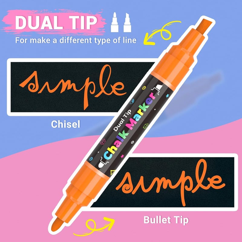 SAKEYR 12 Dual Tip Liquid Chalk Markers - Erasable Marker Pens for Blackboard, Chalkboard Signs, Glass, Chalk Pens Wet Erase Makers for Bar Menu, School,Wedding Sign, Just Married Car Windows Decorations - Image 3